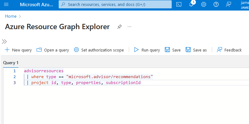 An example of the query I used in Azure Resource Graph Explorer